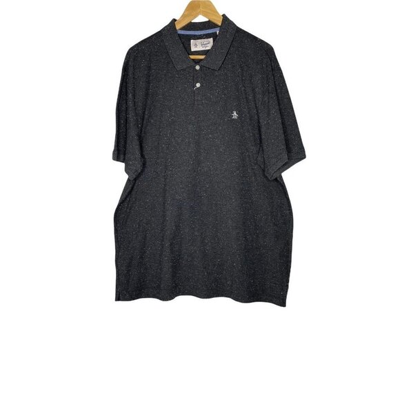 Original Penguin Mens Donegal Daddy Polo Shirt True Black Size XXL - Picture 2 of 7